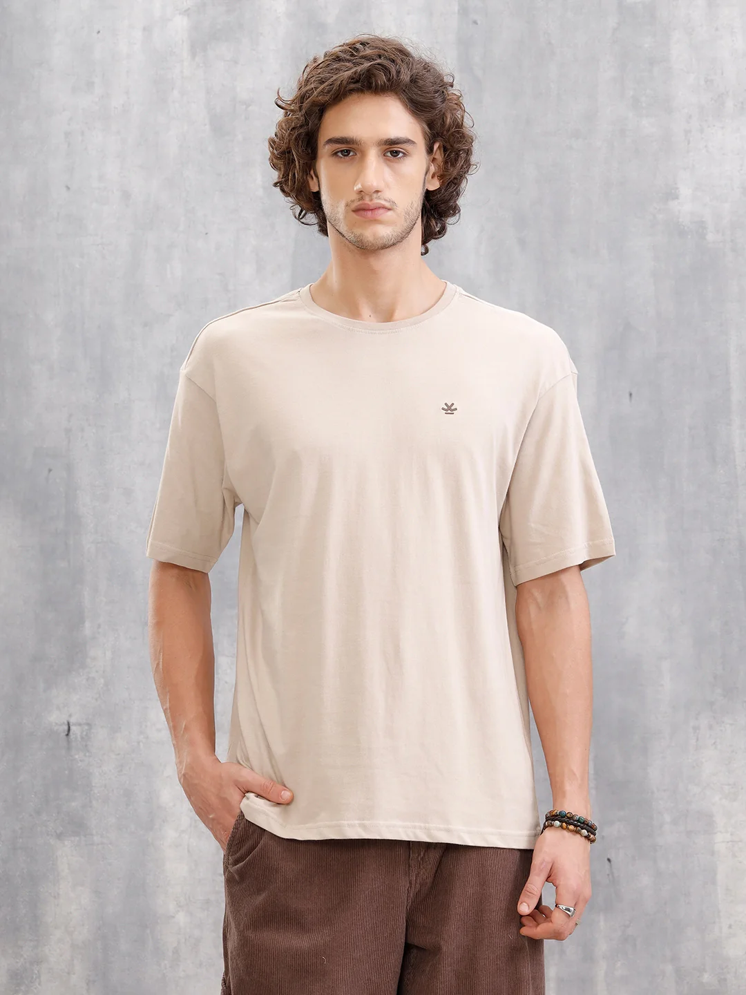 Graphic Oversized Back Printed T-Shirt | Beige - Image 4