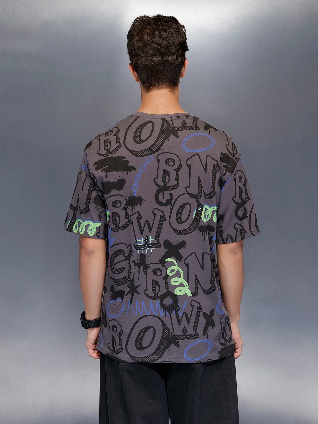 Graphic oversized tee | Charcoal - Image 3