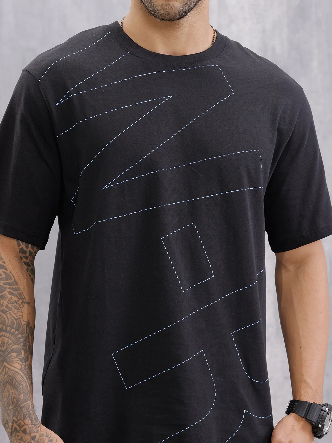 Graphic Printed Casual Fit T-shirt | Black - Image 3