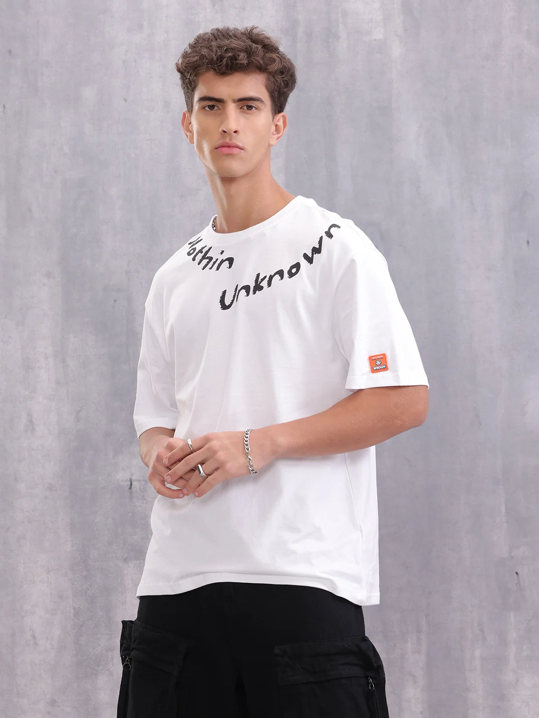 Graphic Printed Casual Look T-shirt With Branding | White - Image 4
