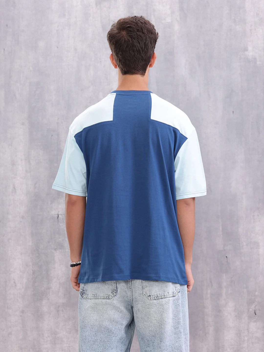 Graphic Printed Oversized Fit Cut &Sew T-Shirt | Blue - Image 3