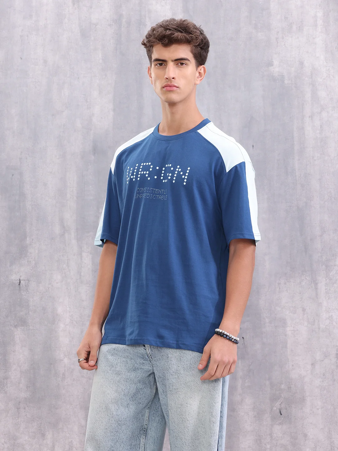 Graphic Printed Oversized Fit Cut &Sew T-Shirt | Blue - Image 4