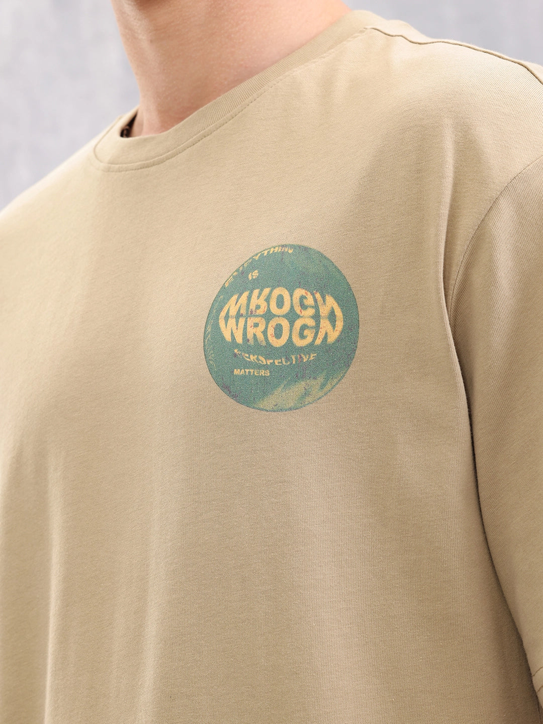 Graphic Printed Oversized Fit T-shirt | Khaki - Image 5