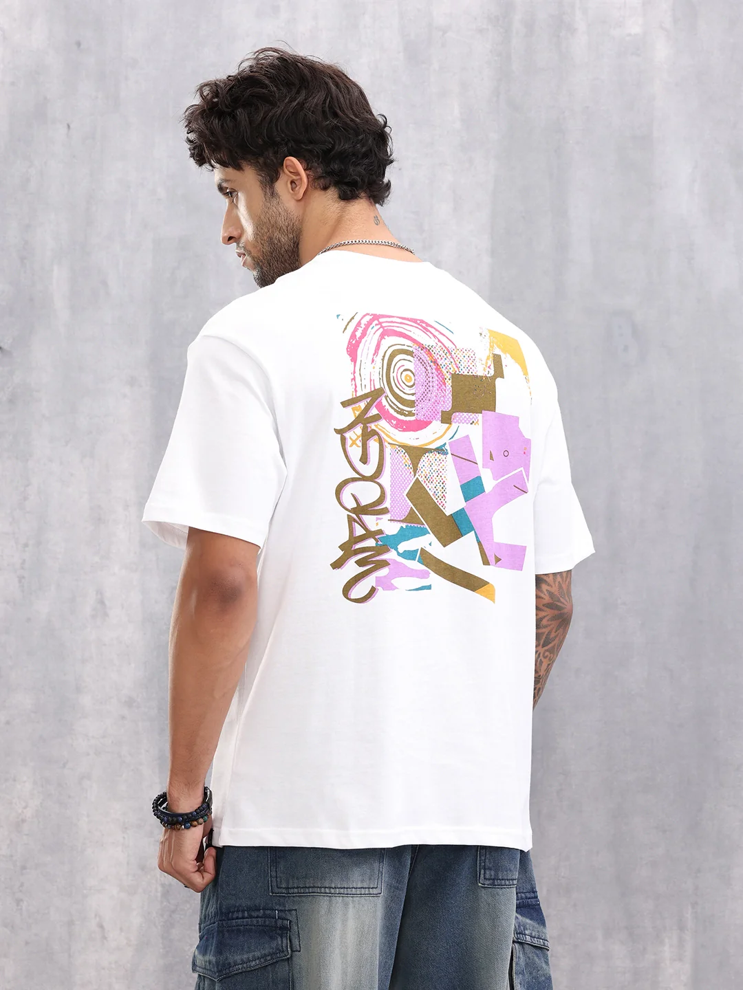 Graphic Printed Oversized Fit T-shirt | White - Image 3