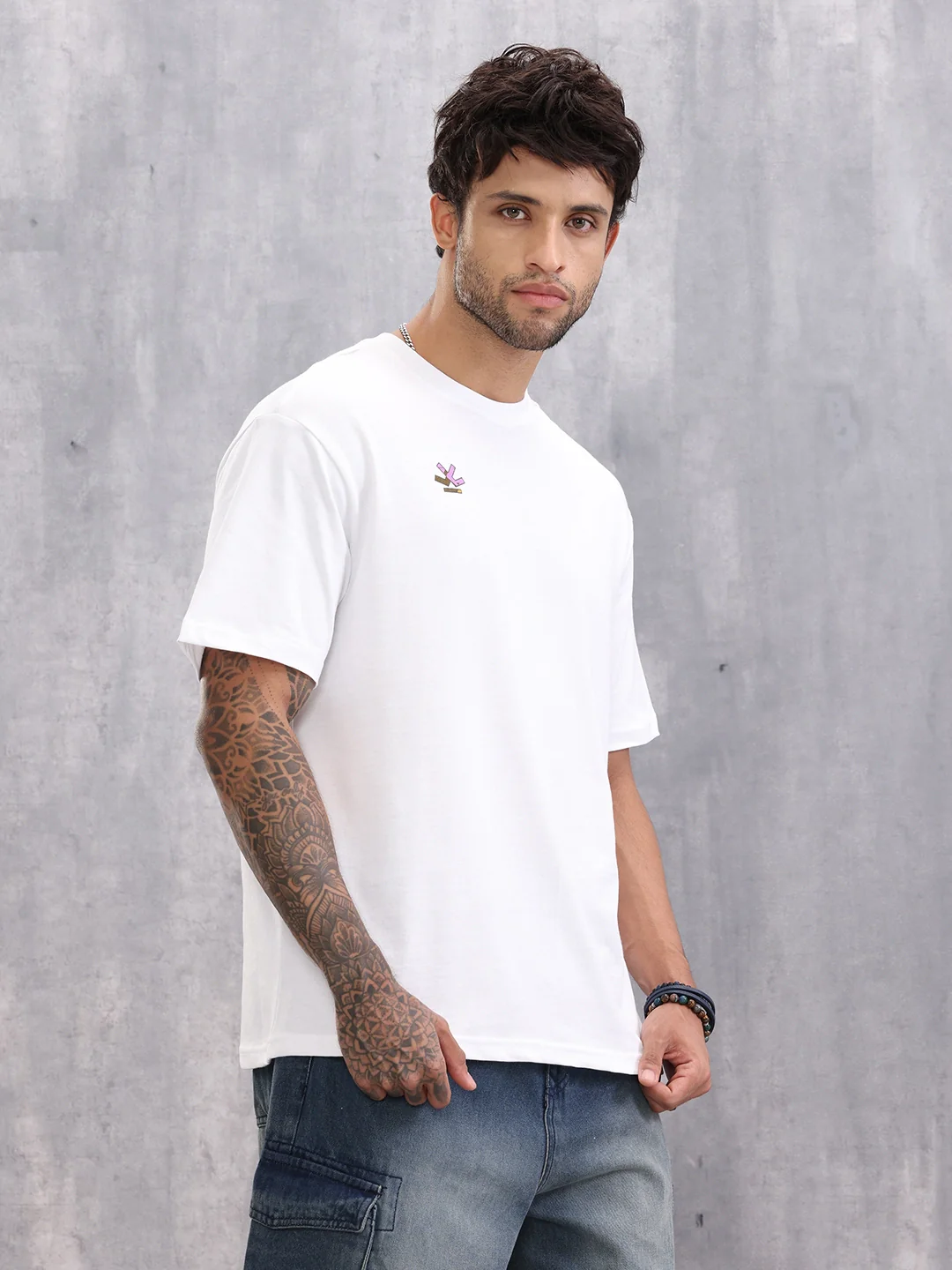 Graphic Printed Oversized Fit T-shirt | White - Image 4
