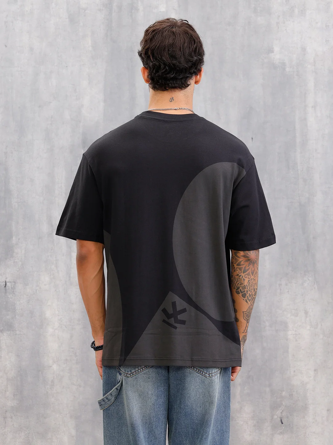 Graphic Printed Tshirt With Back Print | Black - Image 3