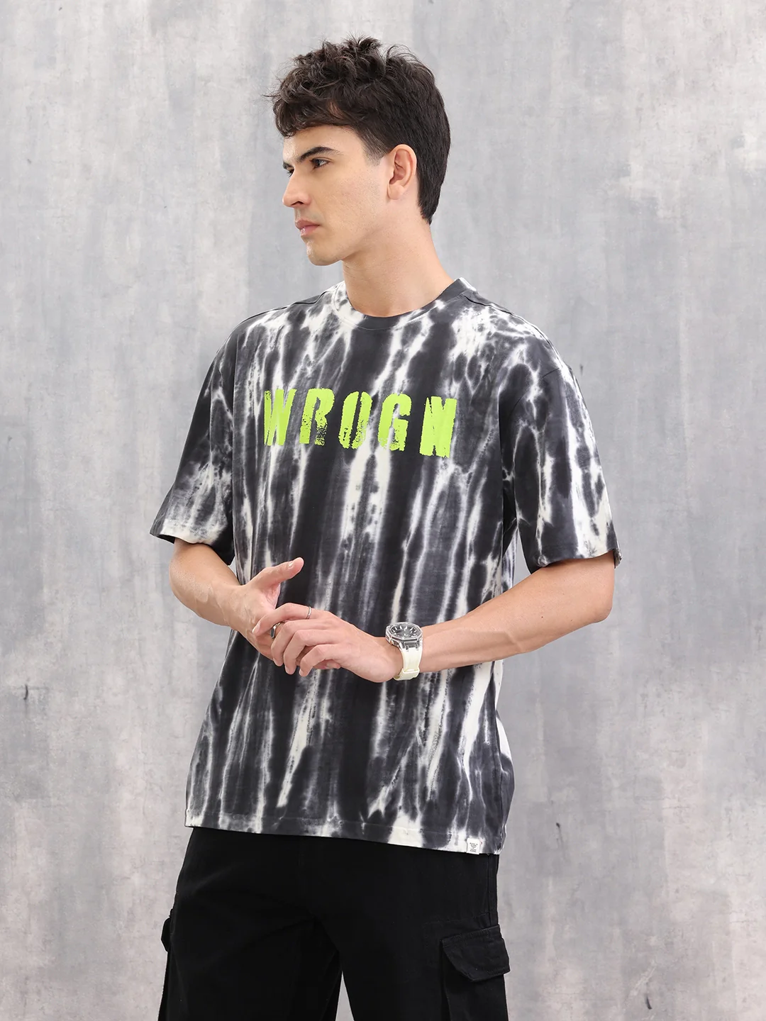 Graphic Printed T-shirt With Tie&Dye | Black - Image 4