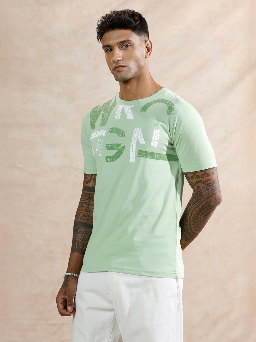 Graphic Slim Fit T-Shirt | Light Green - Image 4