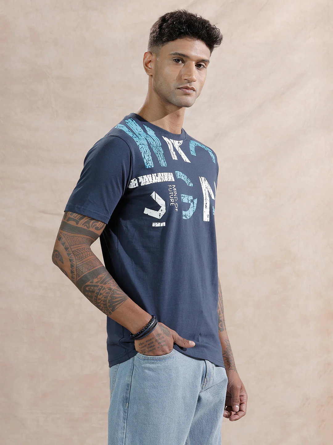 Graphic Slim Fit T-Shirt  | Navy Blue - Image 4