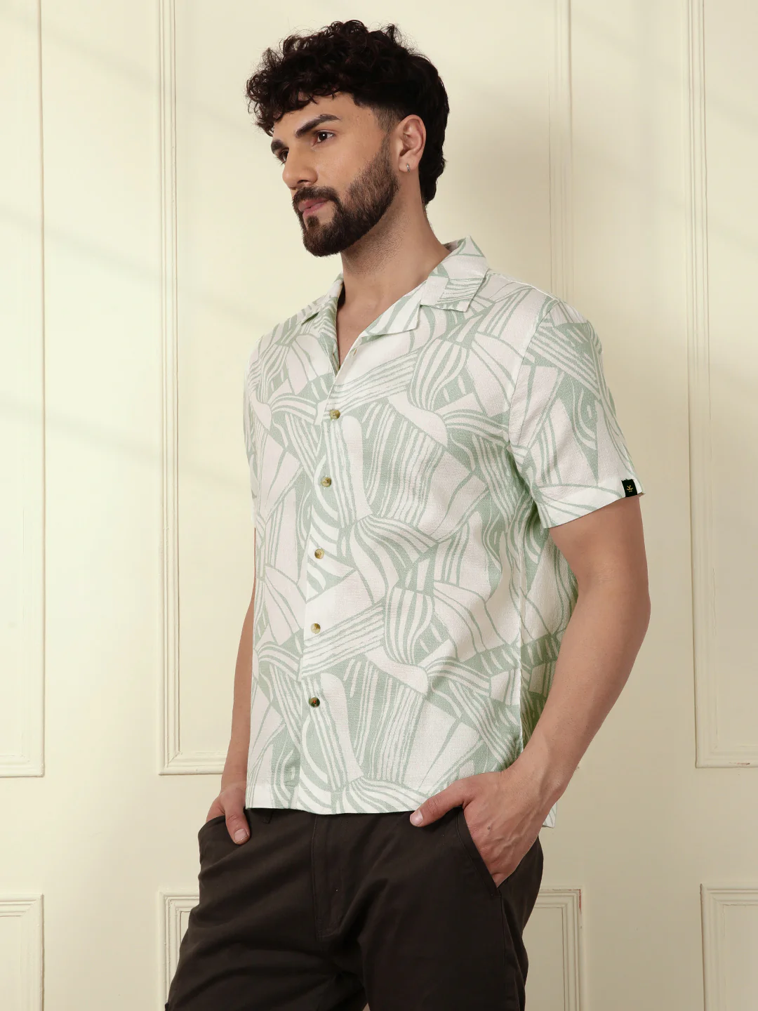 Textured Patterns AOP Shirt | Light Green - Image 4