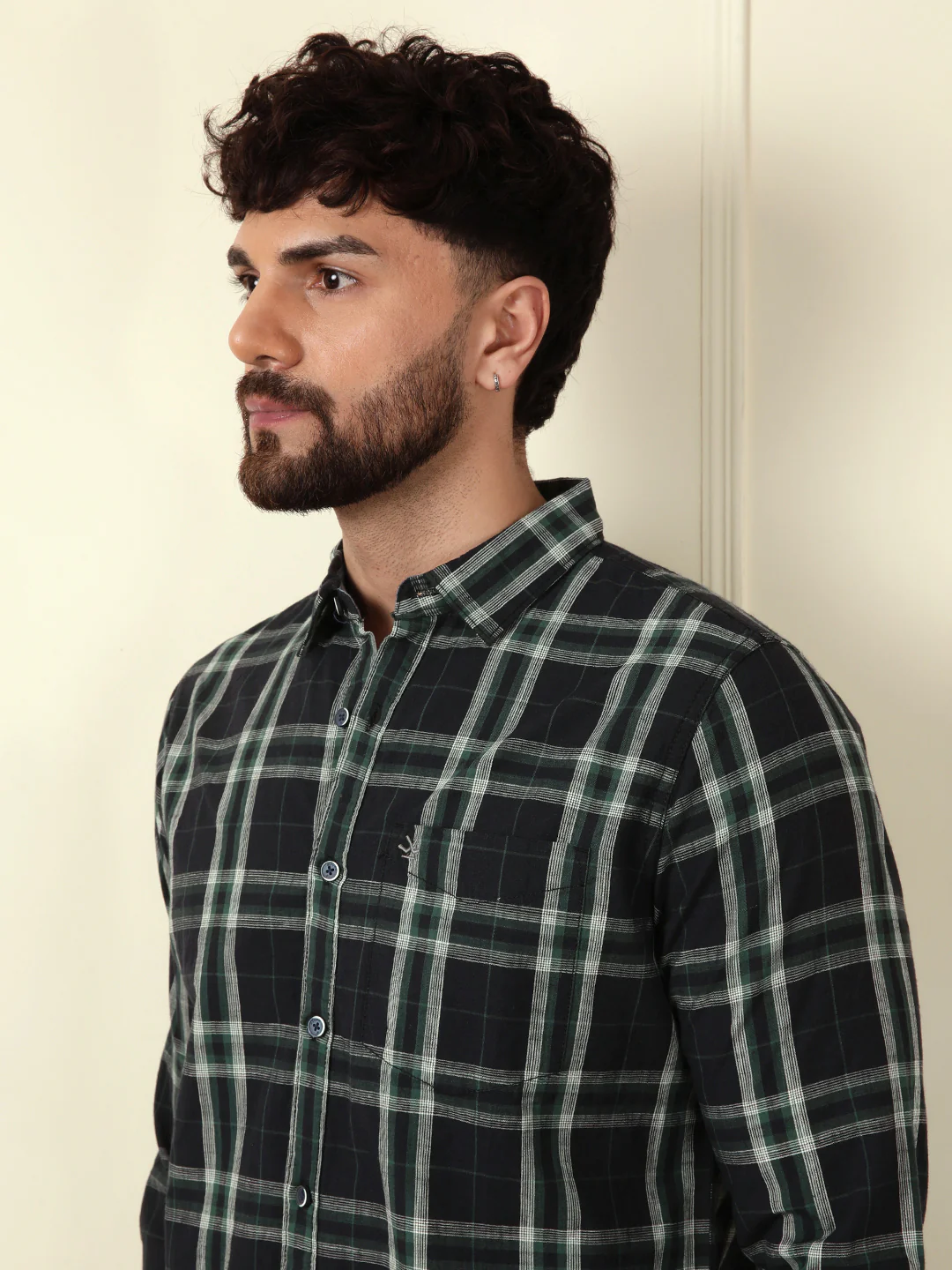 Green Slim Fit Checked Shirt - Image 7