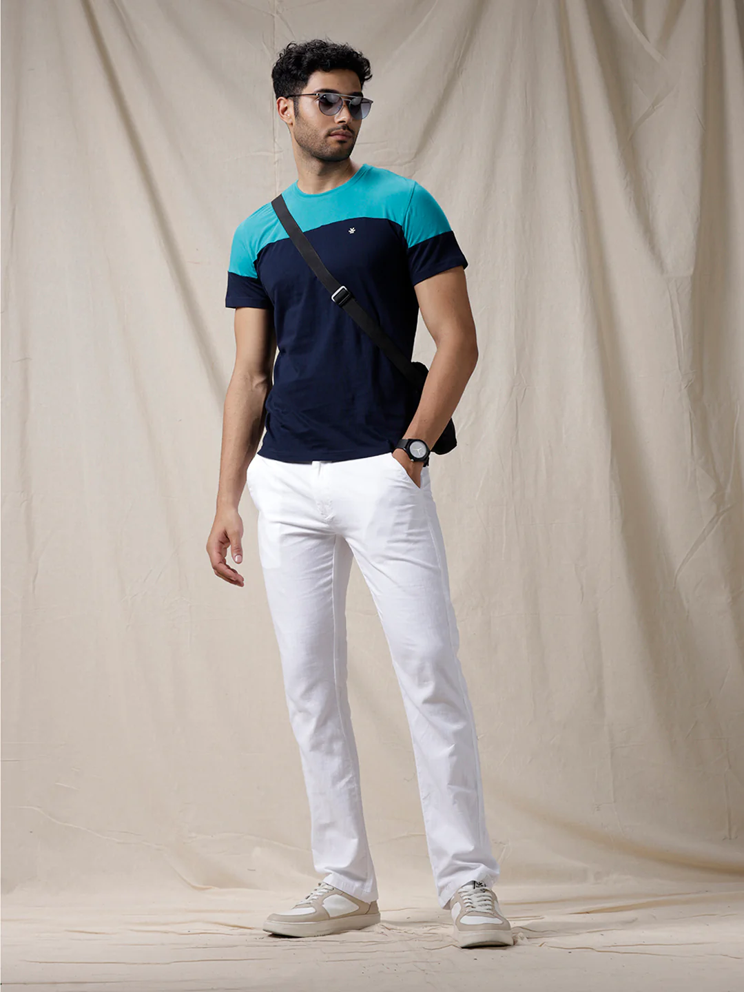 White Solid Casual Chinos - Image 2