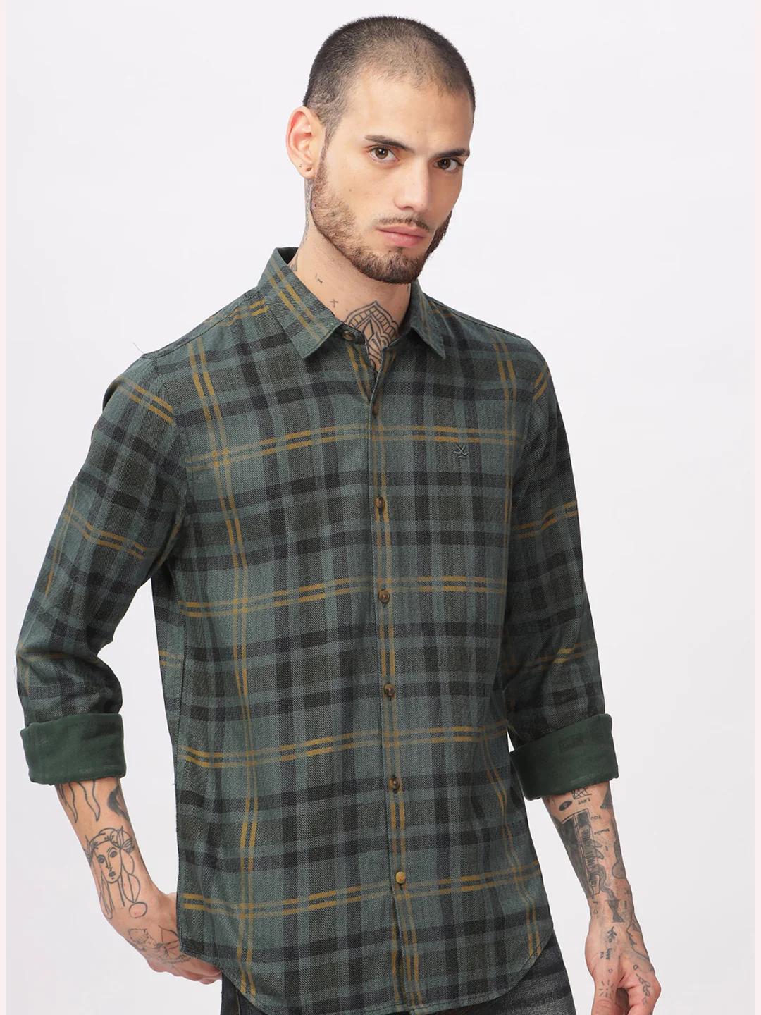 Green Squares Checked Shirt - Image 4