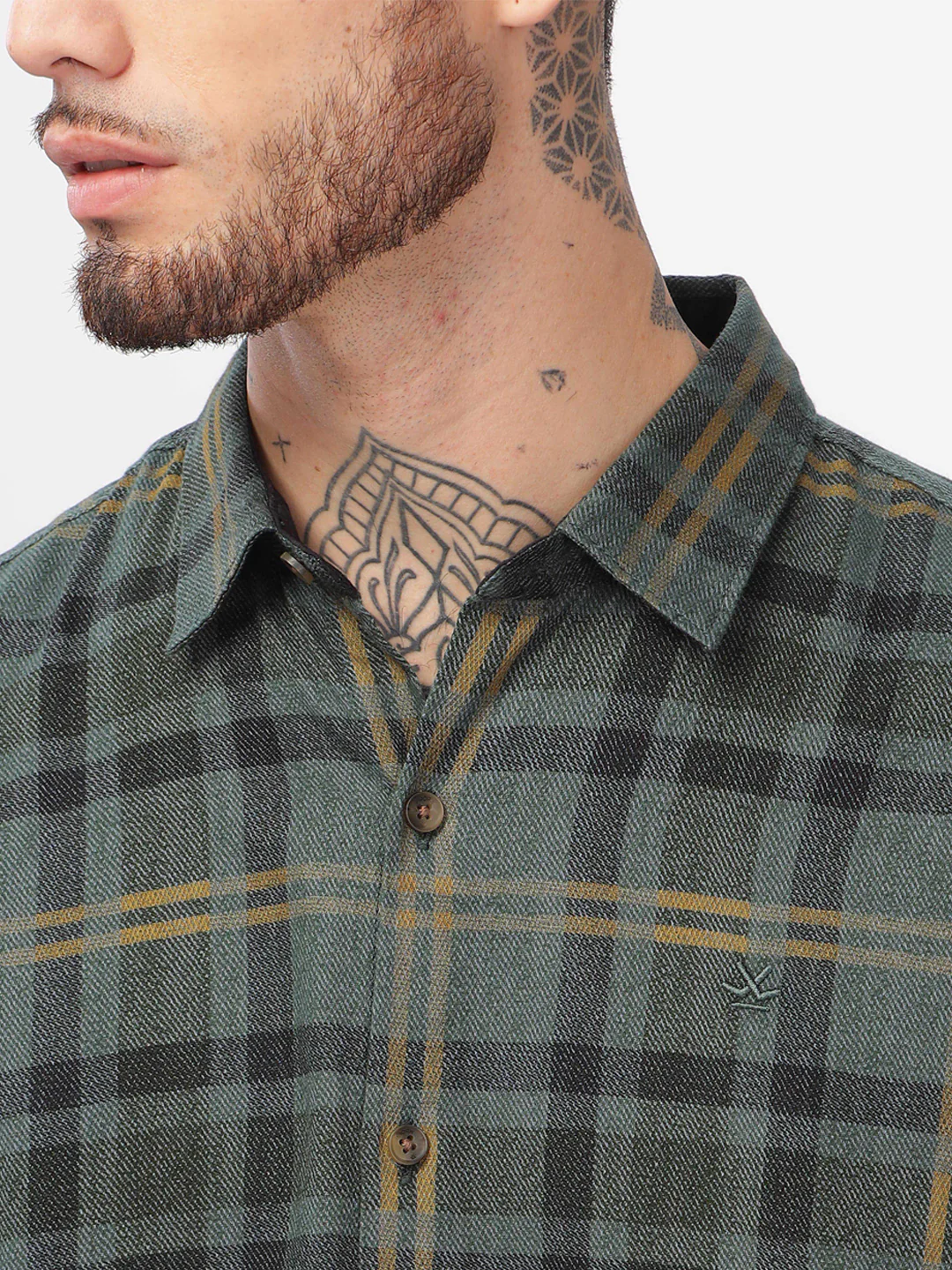 Green Squares Checked Shirt - Image 5
