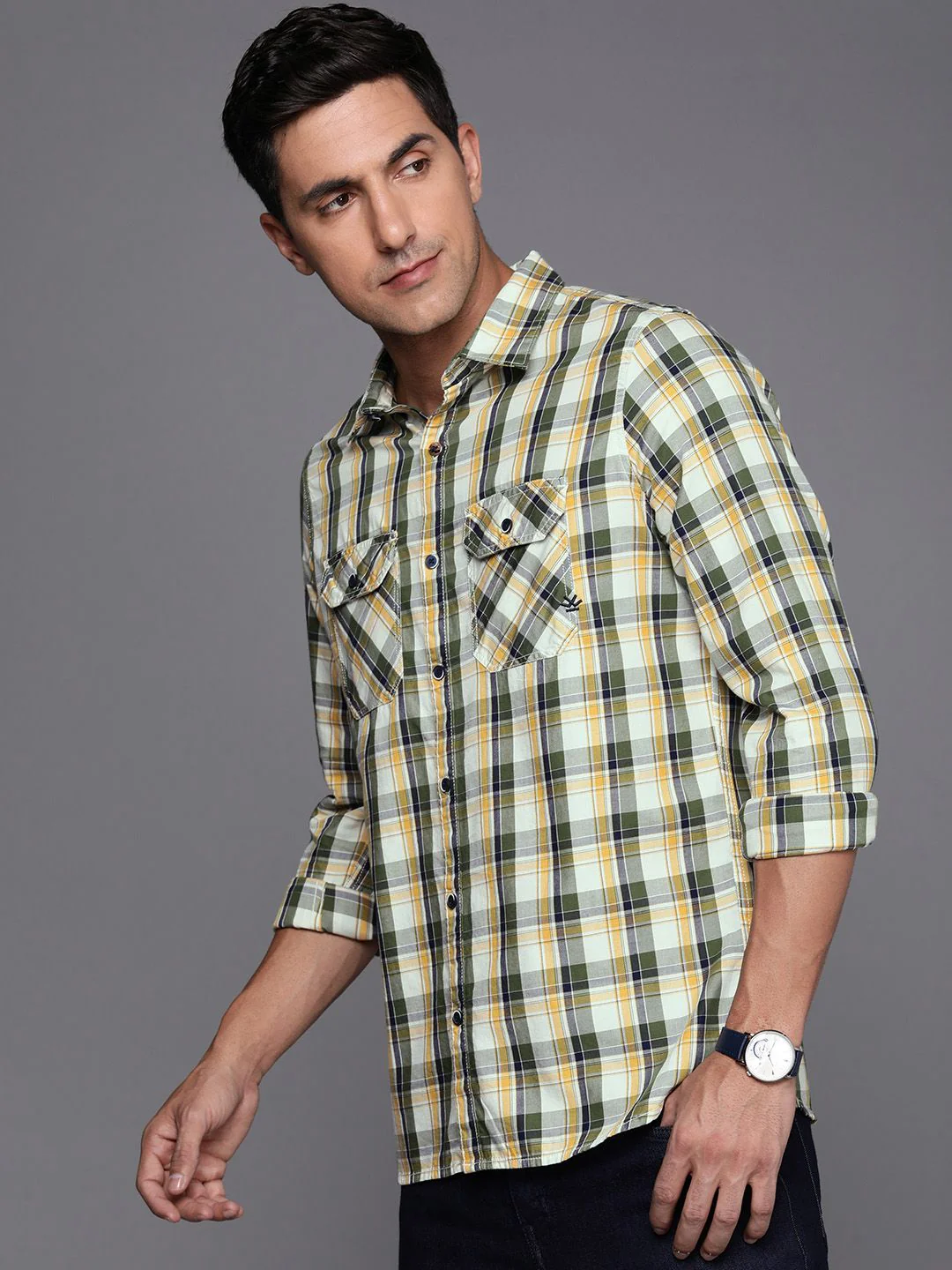 Green & Yellow Checked Shirt - Image 3