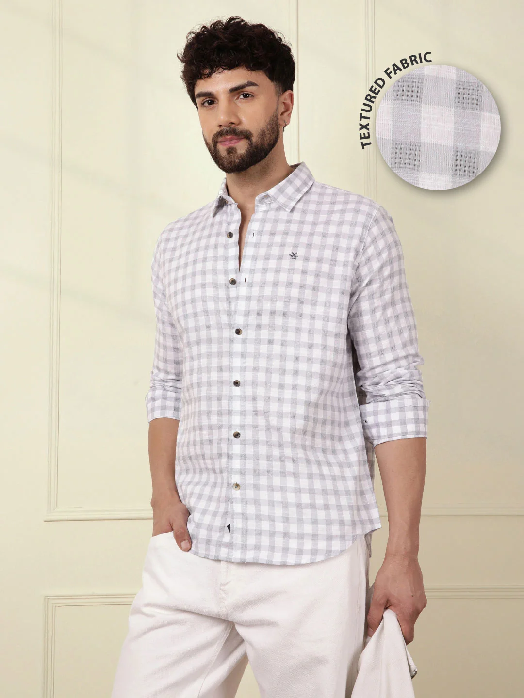 Textured Dobby Cotton Shirt | Grey - Image 2