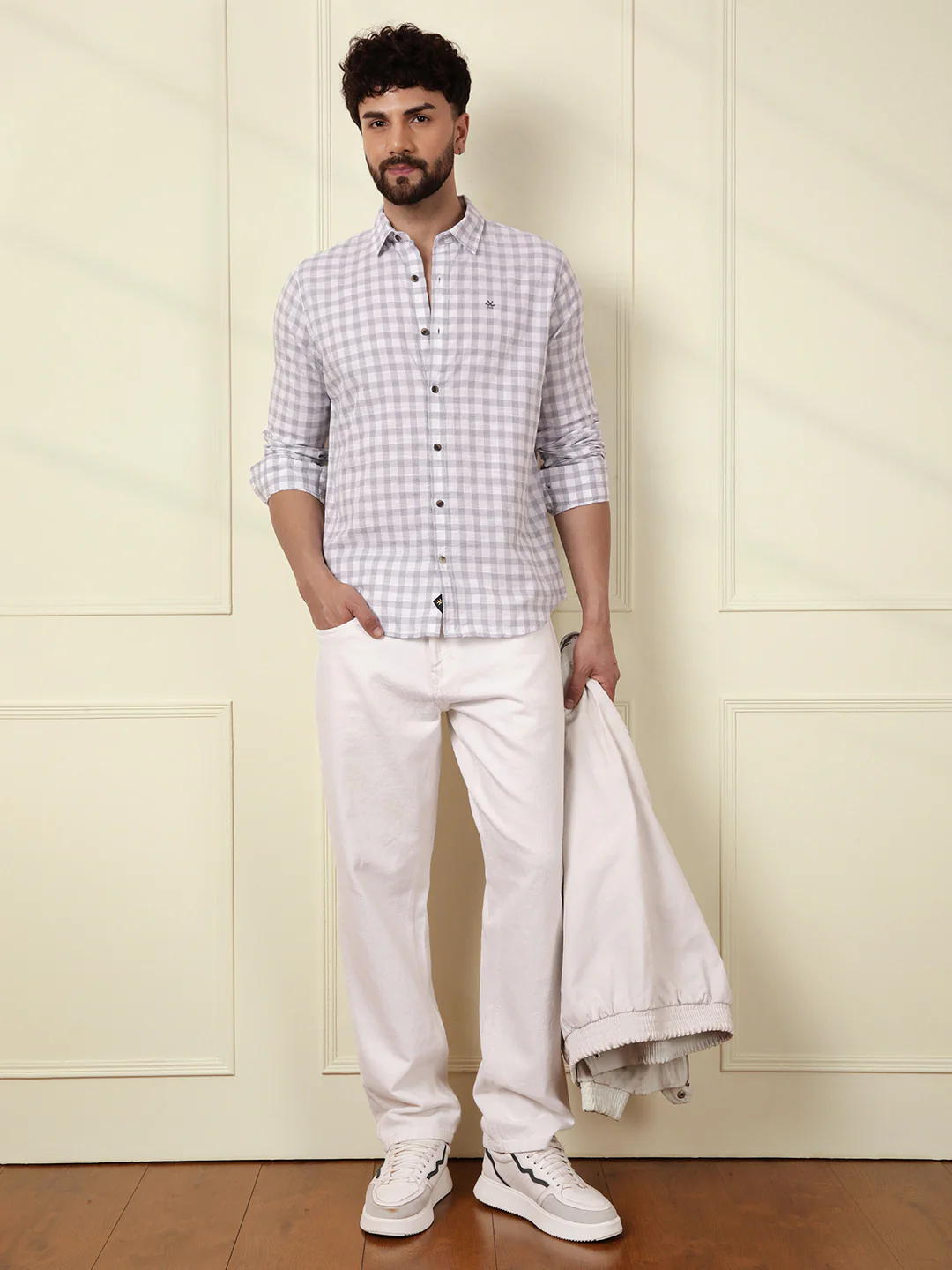 Textured Dobby Cotton Shirt | Grey - Image 3
