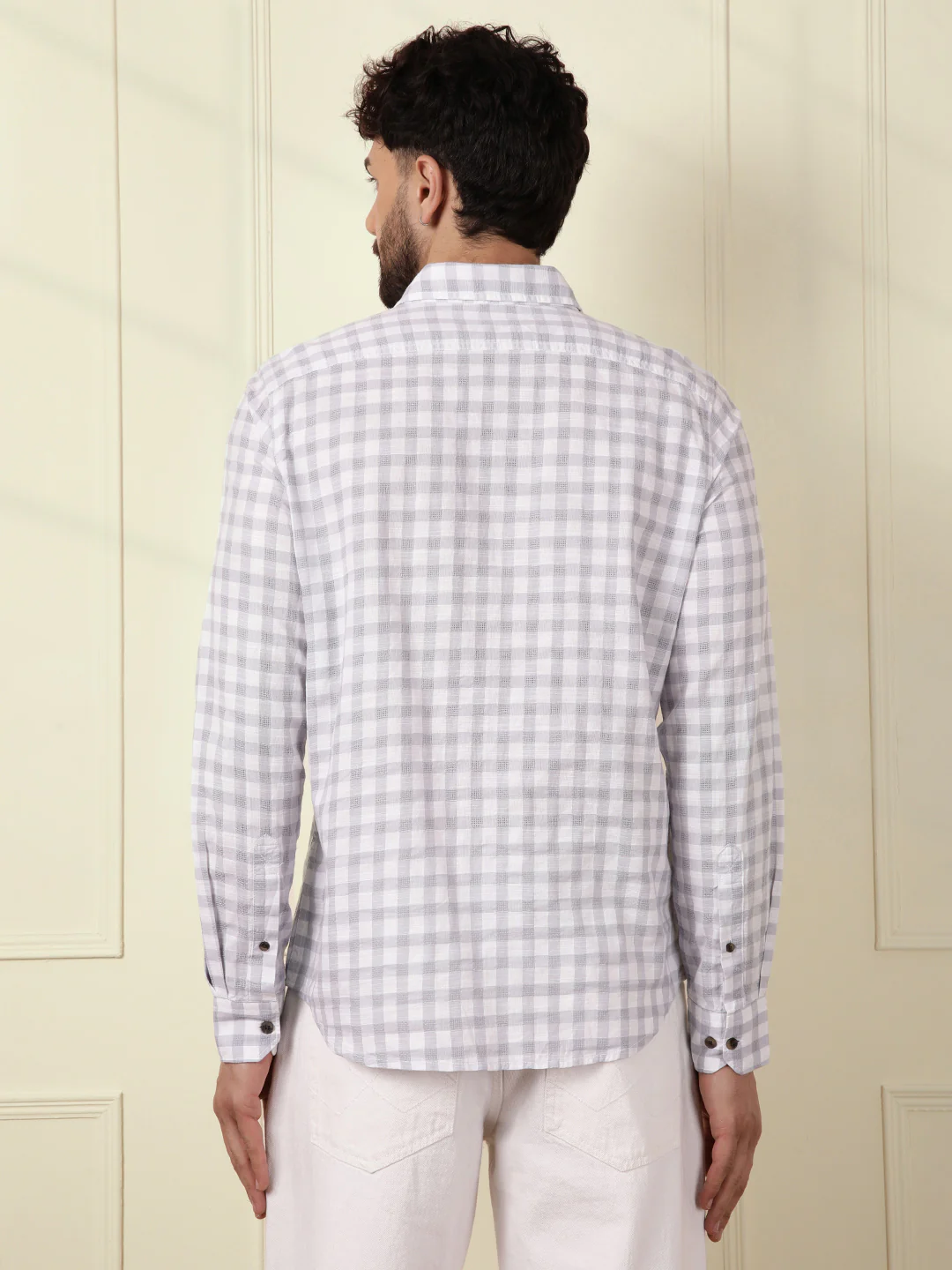 Textured Dobby Cotton Shirt | Grey - Image 4