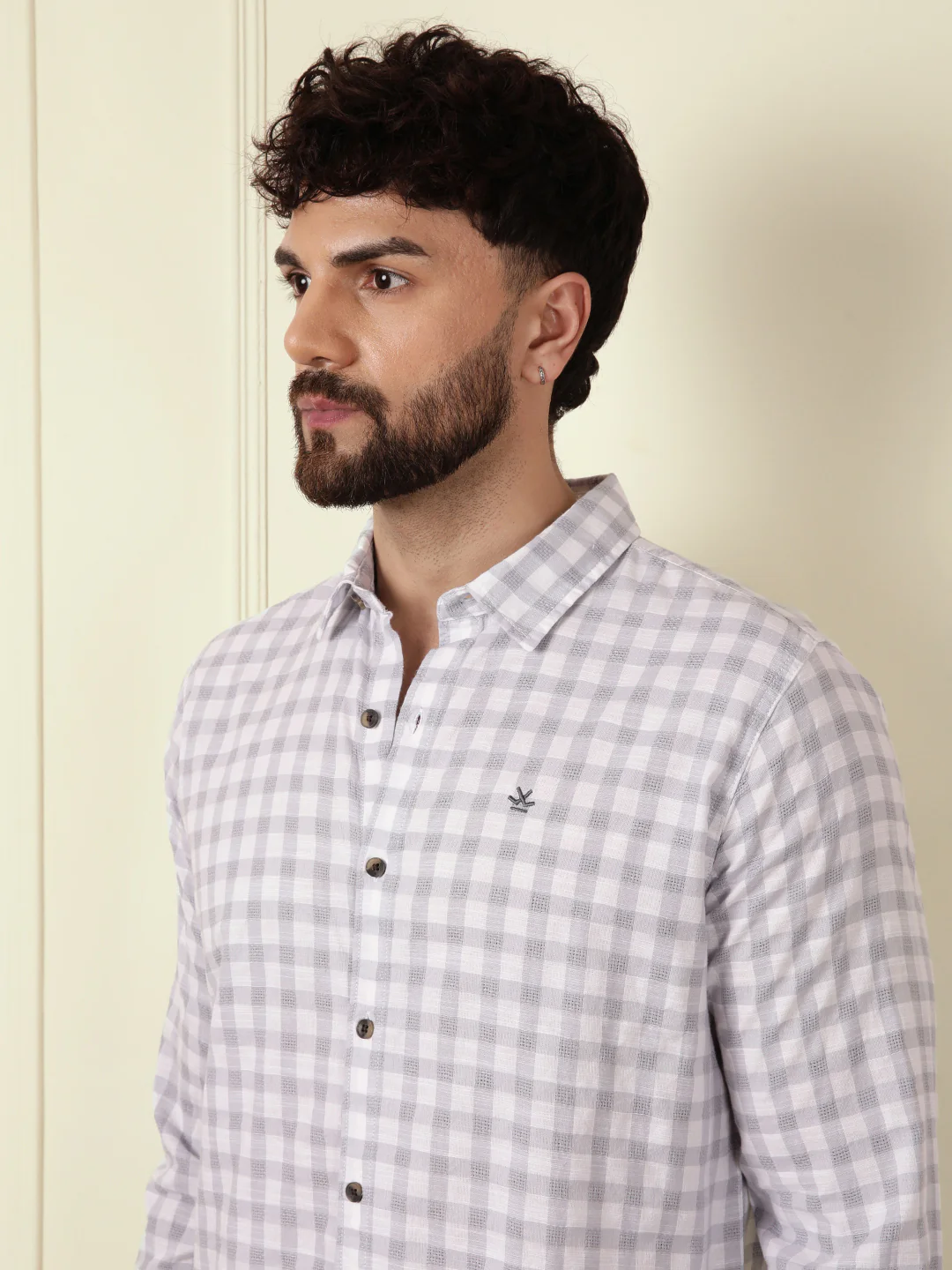 Textured Dobby Cotton Shirt | Grey - Image 6