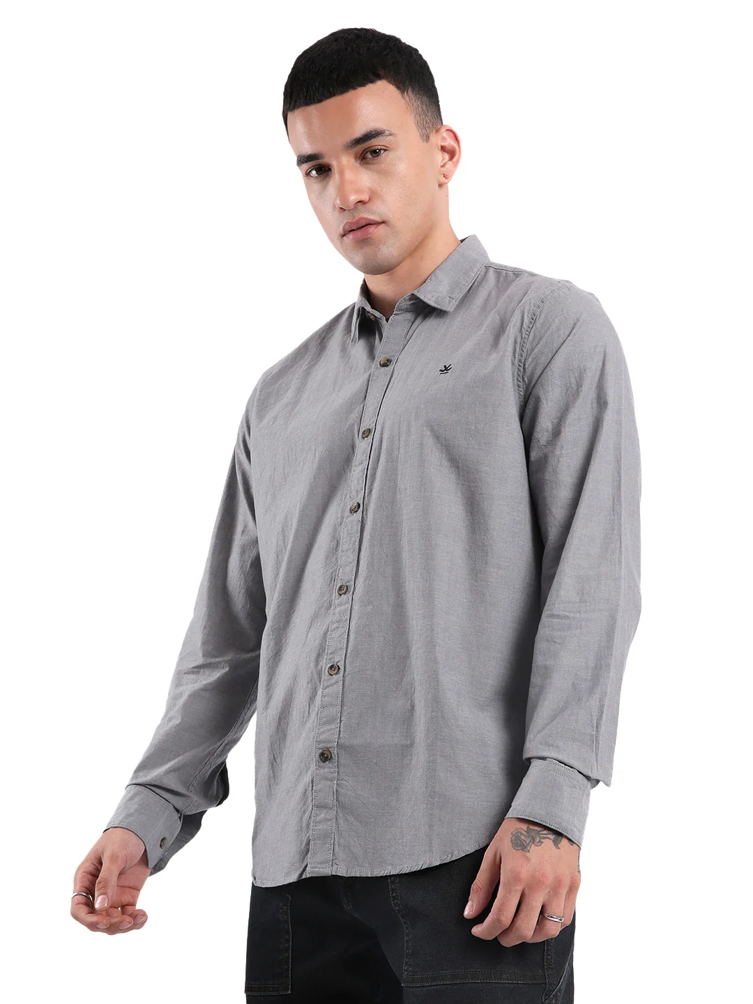 Grey Desire Spread Collar Shirt - Image 4