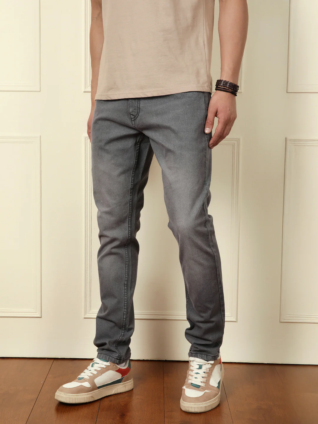 Faded Slim Tapered Jeans | Grey - Image 4