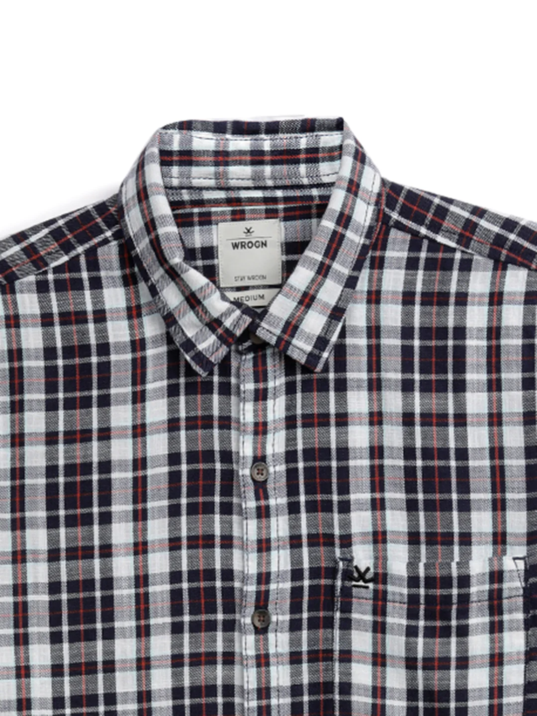 Grey Navy Casual Checked Shirt - Image 8