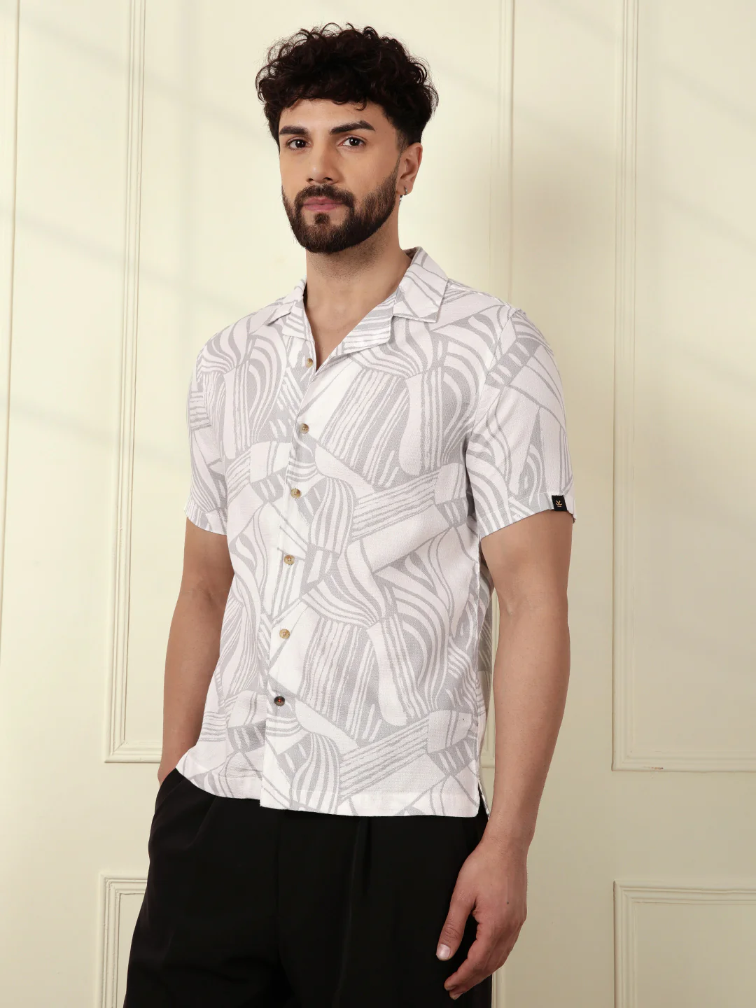 Textured Patterns AOP Shirt | Grey - Image 4