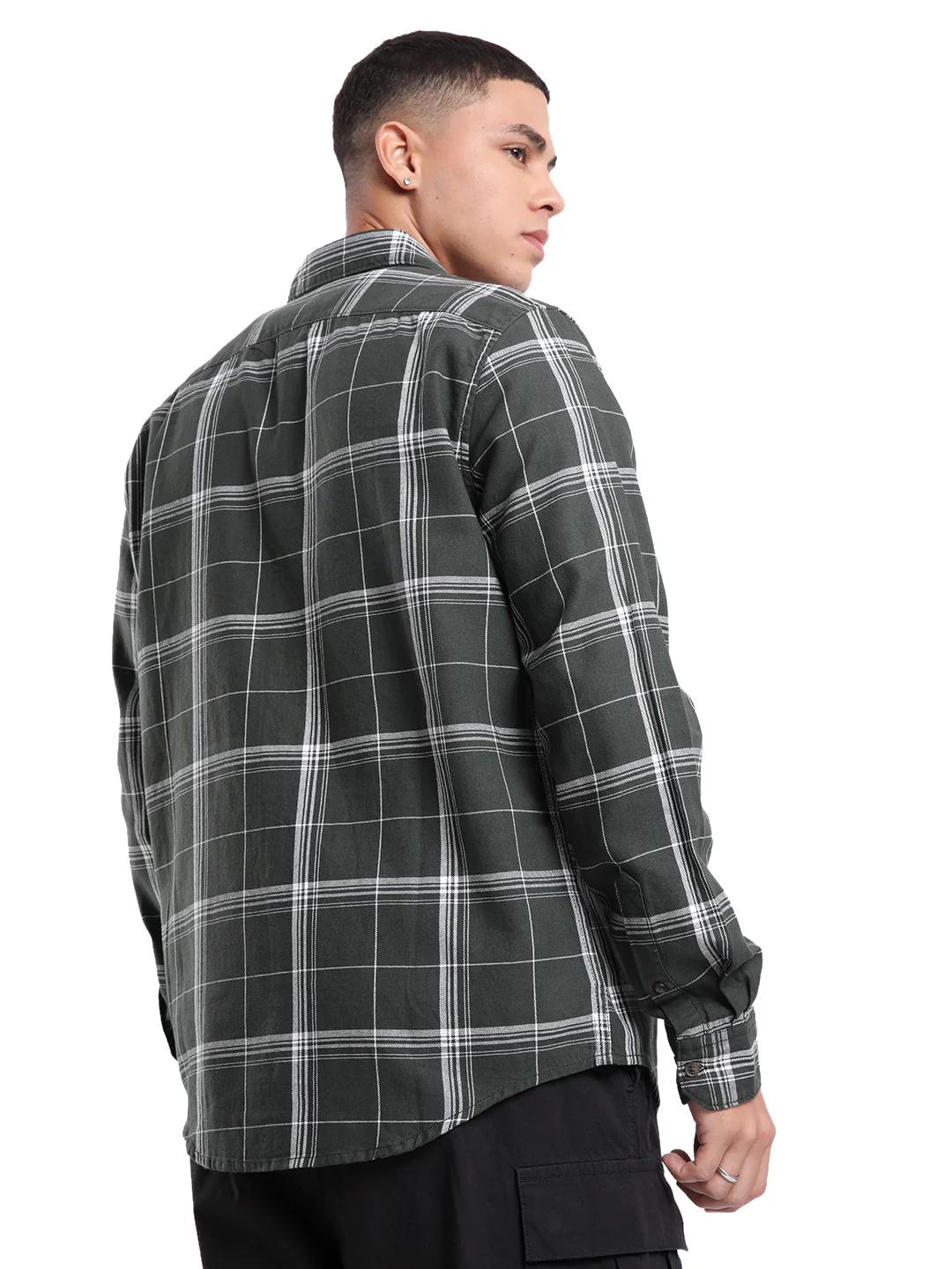 Grey & White Classic Checked Shirt - Image 3