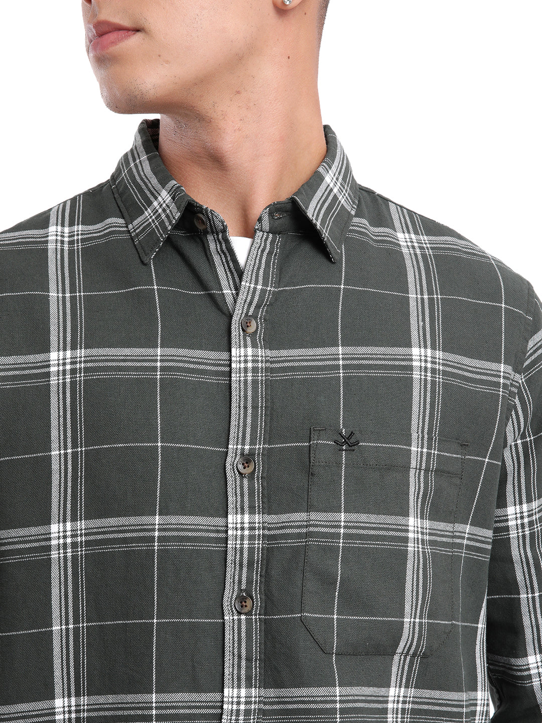 Grey & White Classic Checked Shirt - Image 5