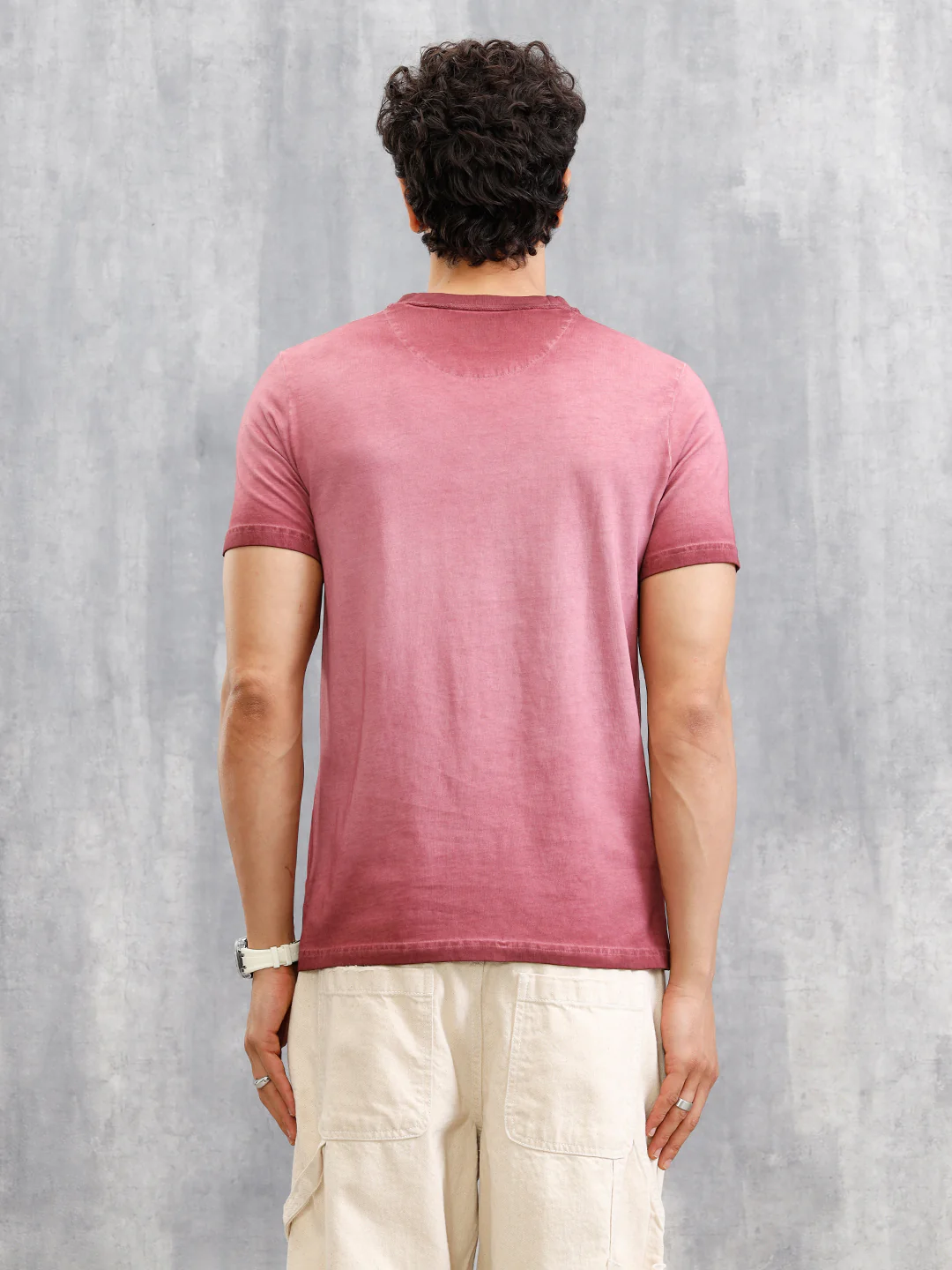 Grunge Pigment Washed T-Shirt With Logo Appliqué On Chest | Maroon - Image 7