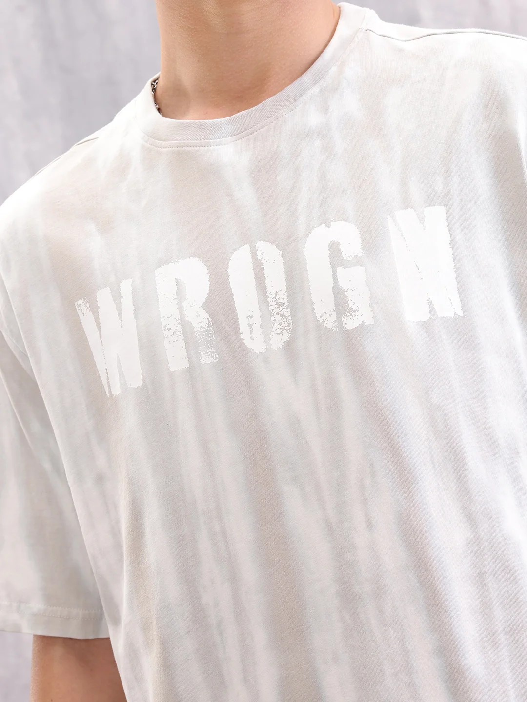 Grunge Washed Look Oversized Fit T-shirt With Graphic Print | Grey - Image 5