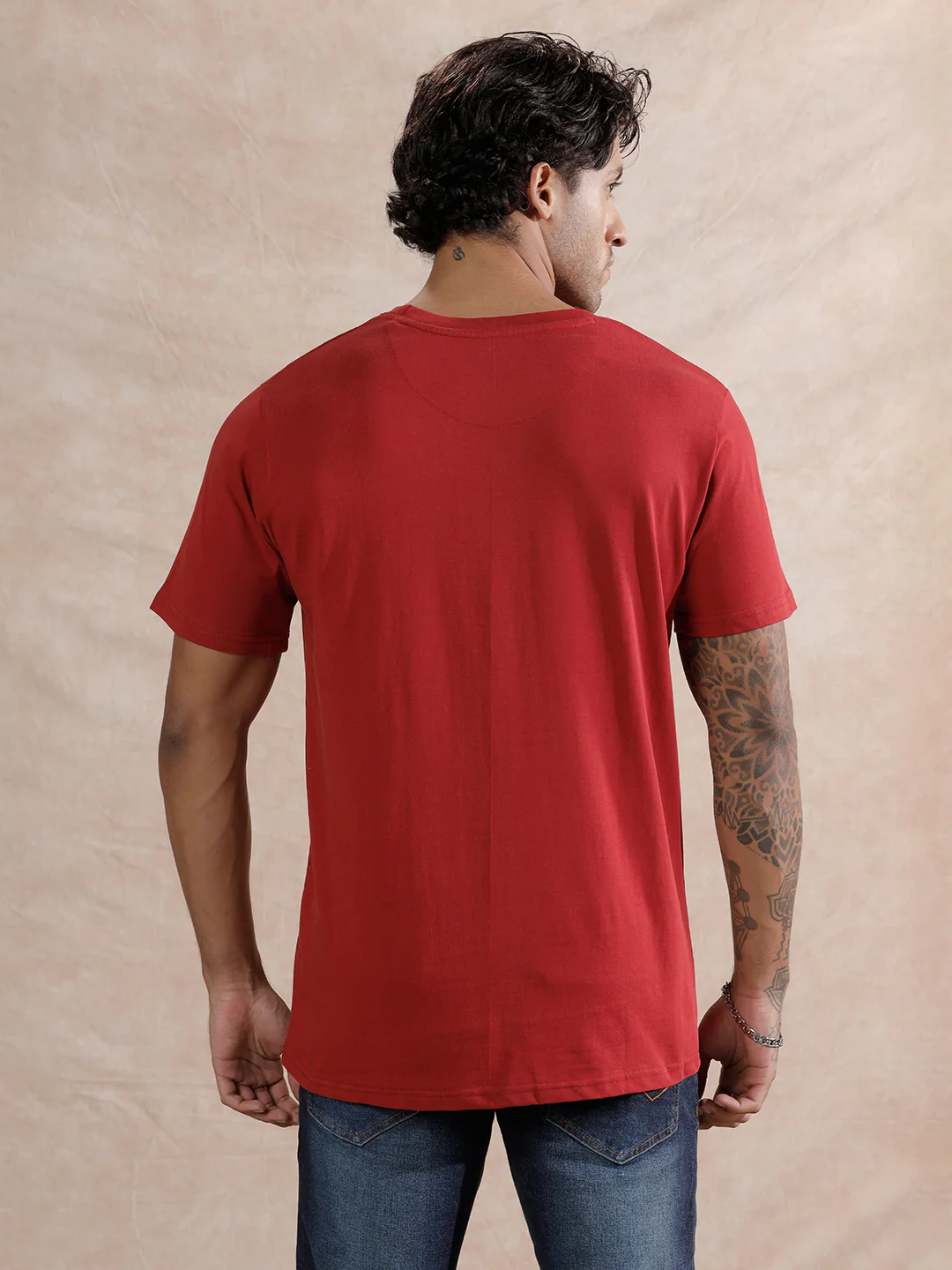 Hazy Logo Slim Fit T-Shirt | Red - Image 3