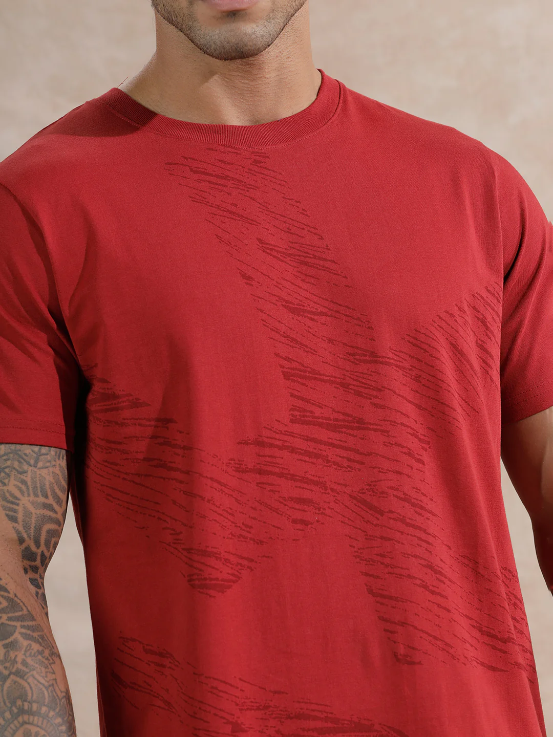 Hazy Logo Slim Fit T-Shirt | Red - Image 5