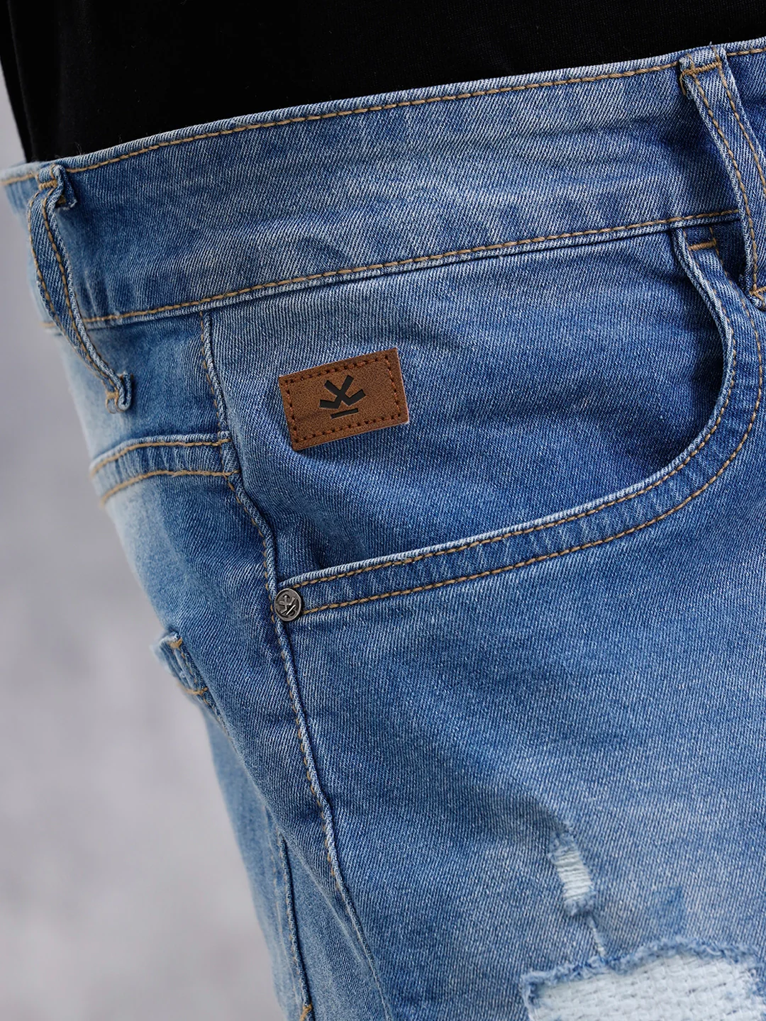 Heavy Distress Slim Tapered Jeans | Blue - Image 6