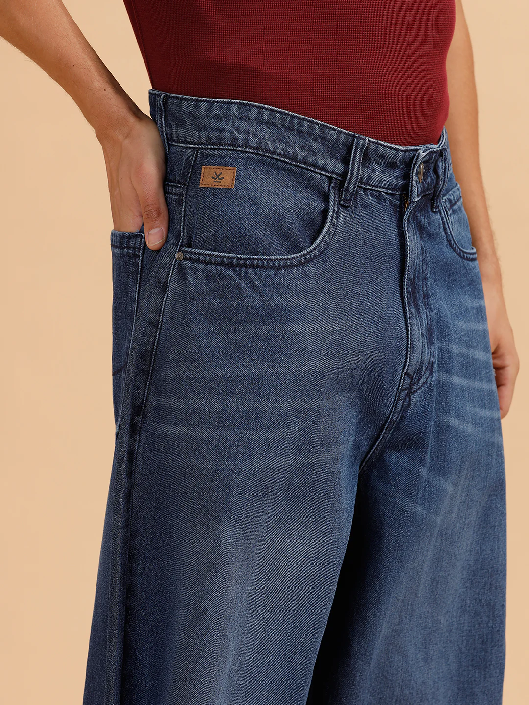 Heavy Fade Baggy Fit Jeans | Dark Blue - Image 5