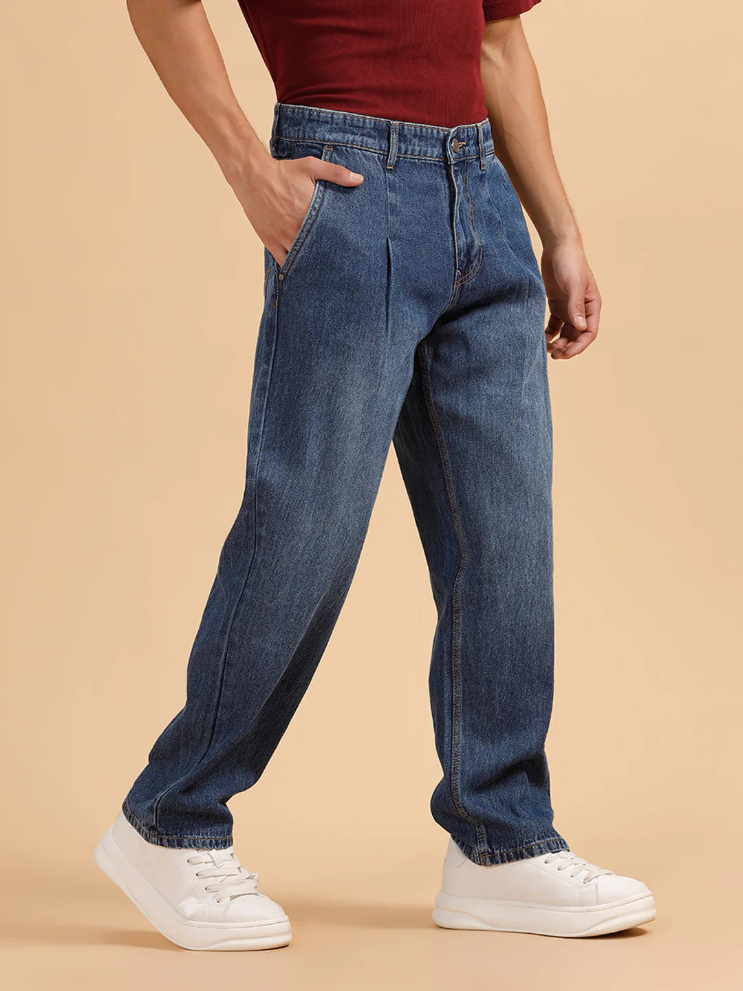 Heavy Fade Loose Fit Jeans | Dark Blue - Image 4