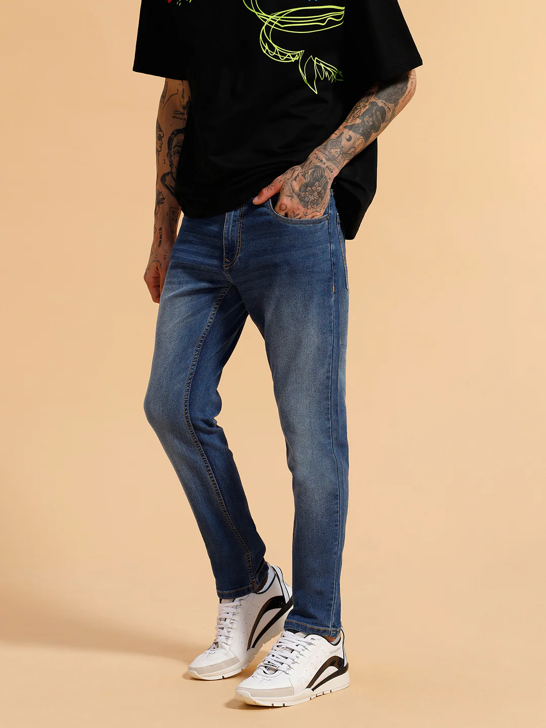 Heavy Fade Slim Fit Jeans | Blue - Image 4