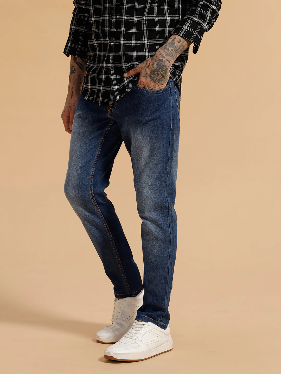 Heavy Fade Slim Fit Jeans | Blue - Image 4
