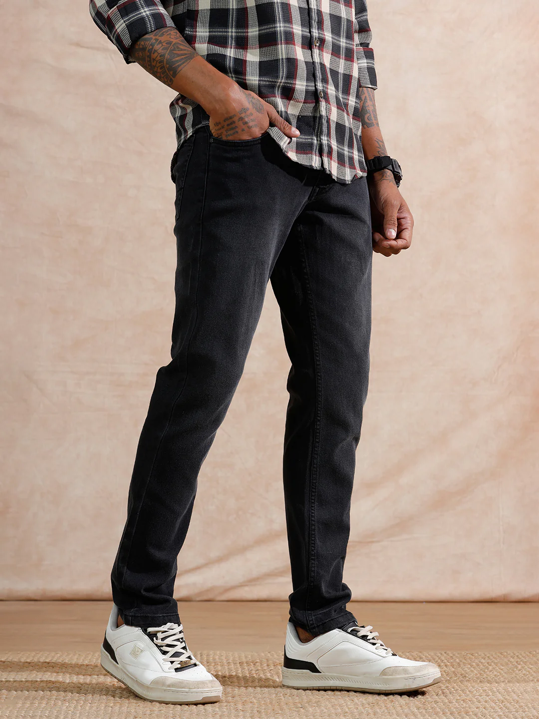 Heavy Fade Slim Fit Jeans | Dark Grey - Image 4