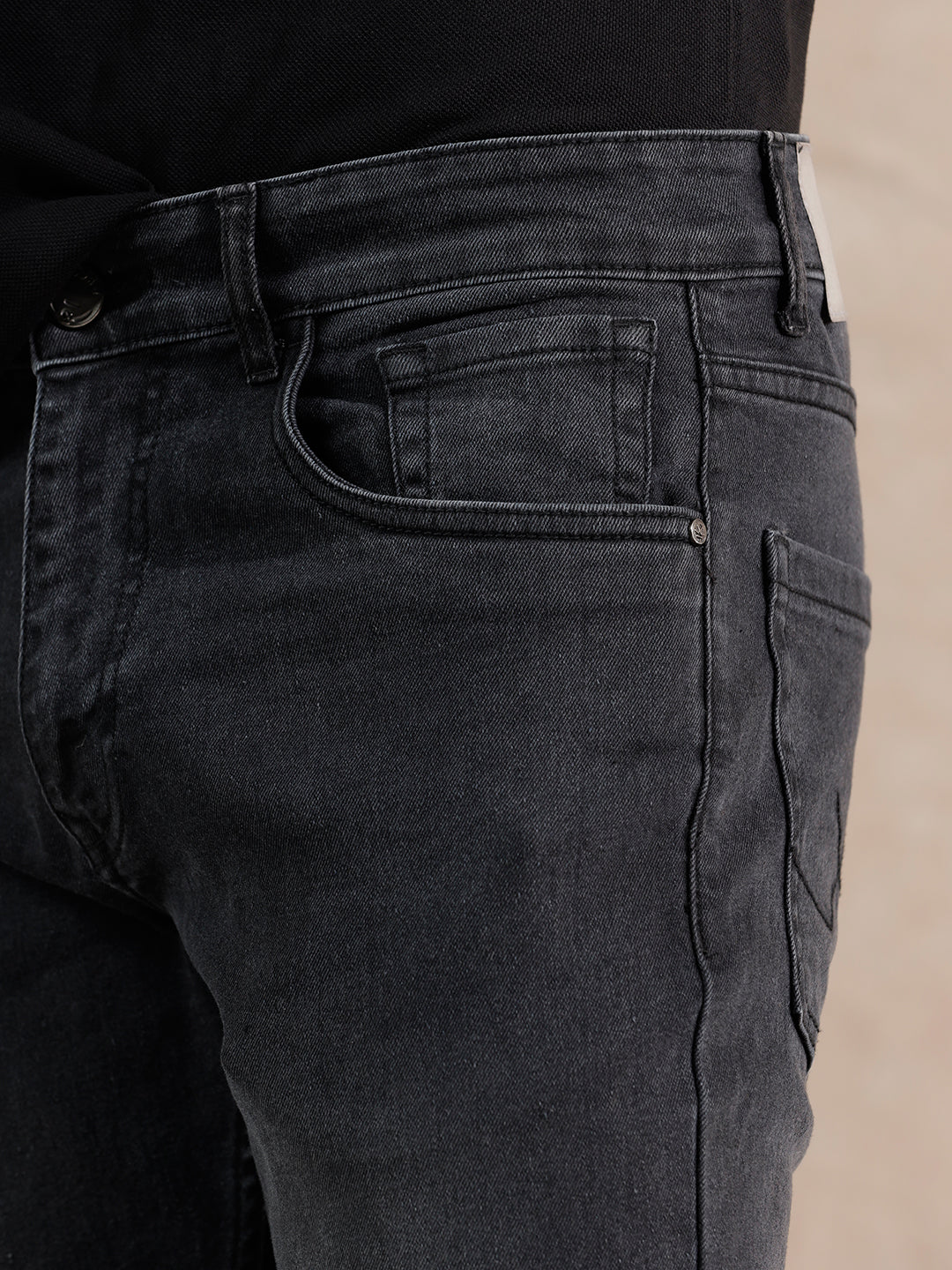 Heavy Fade Slim Fit Jeans | Dark Grey - Image 5