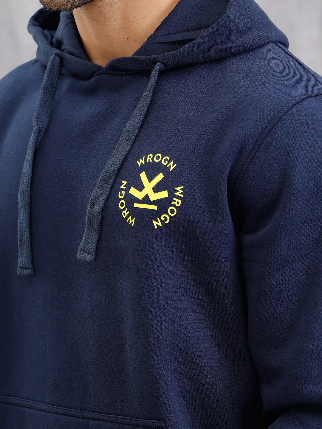 Heavy Fleece Hoodie Pullover With Pop Branding | Navy Blue - Image 5