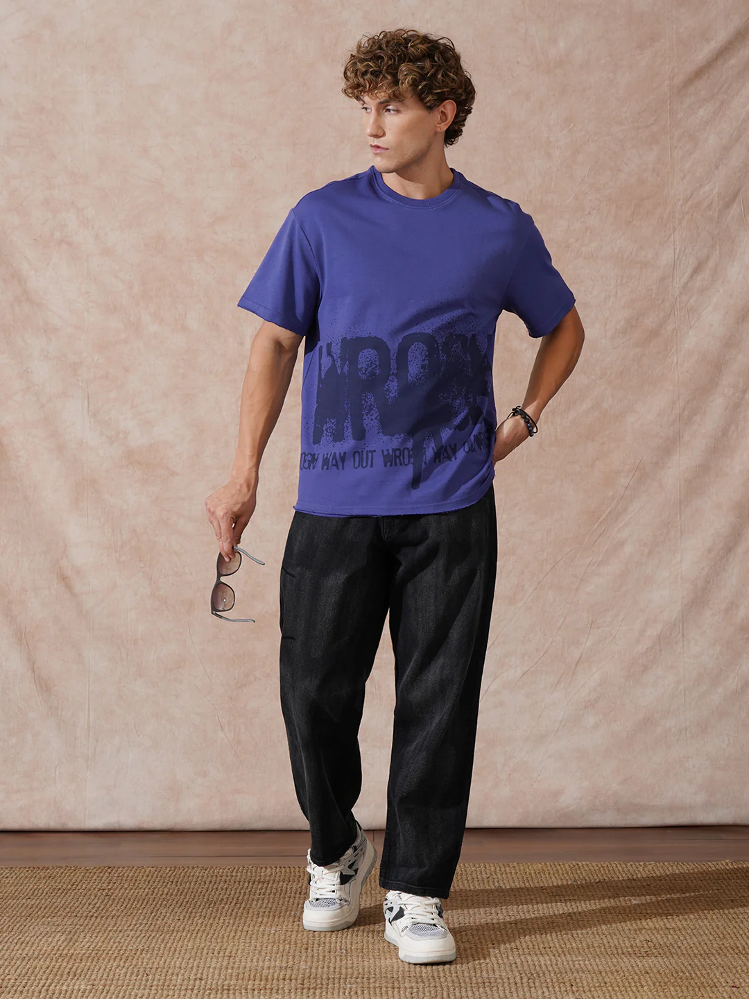 Heavy GSM Distressed Oversized Fit T-Shirt | Blue - Image 2