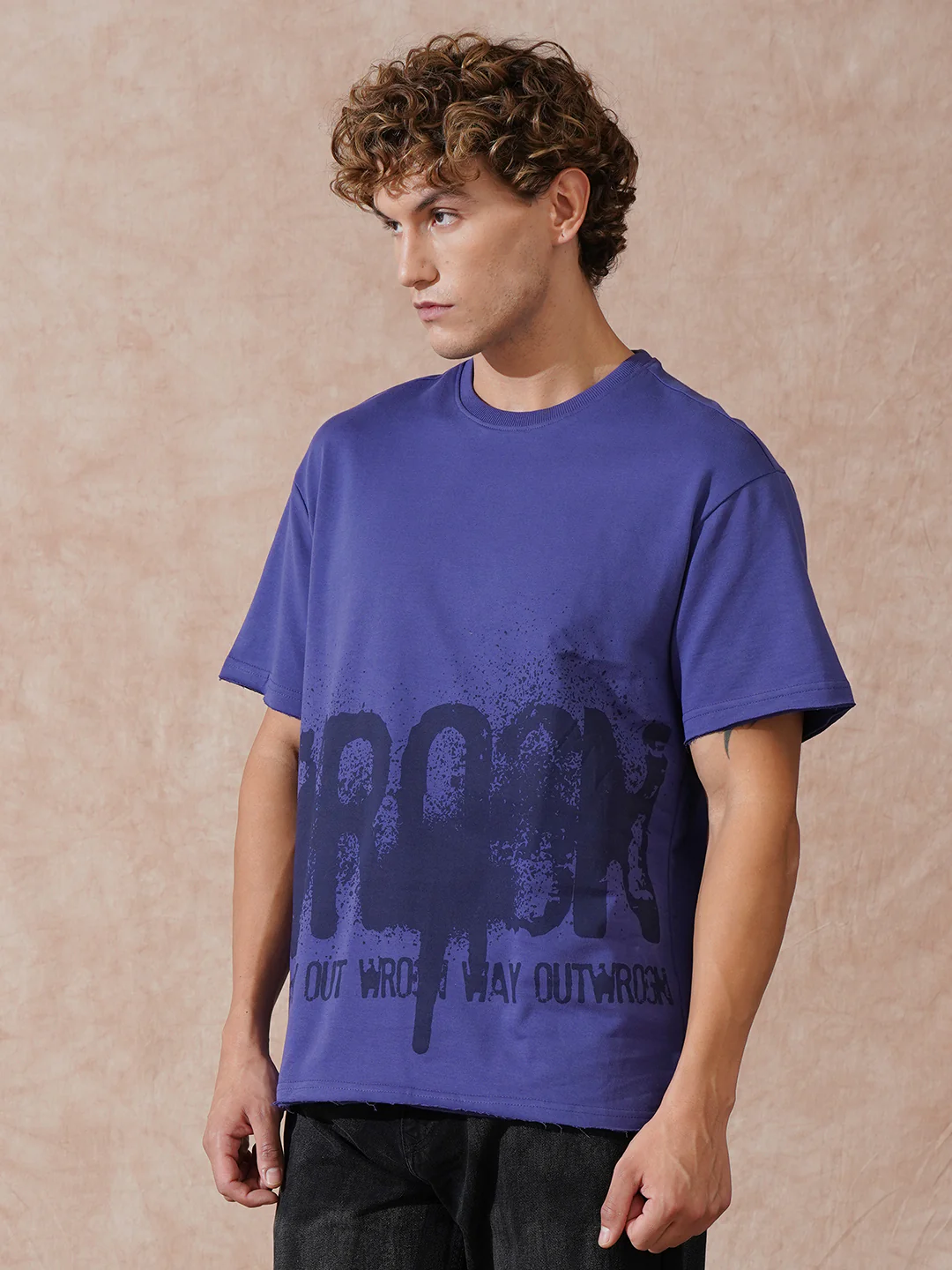 Heavy GSM Distressed Oversized Fit T-Shirt | Blue - Image 4