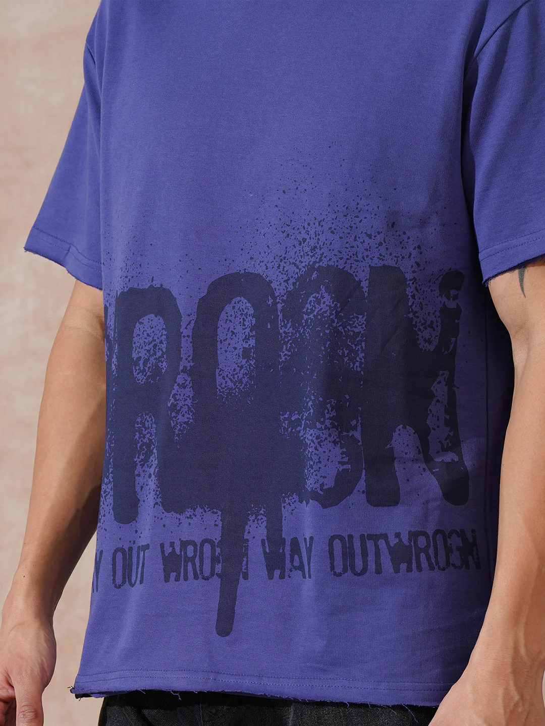 Heavy GSM Distressed Oversized Fit T-Shirt | Blue - Image 5