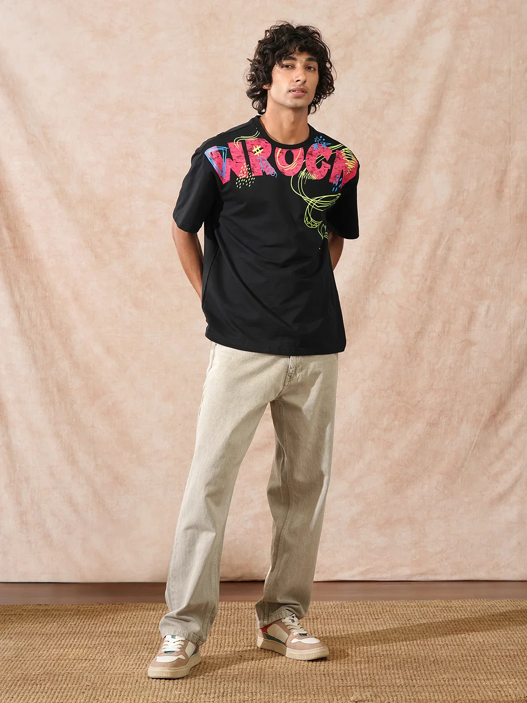 Heavy GSM Placement Printed T-Shirt | Black - Image 3