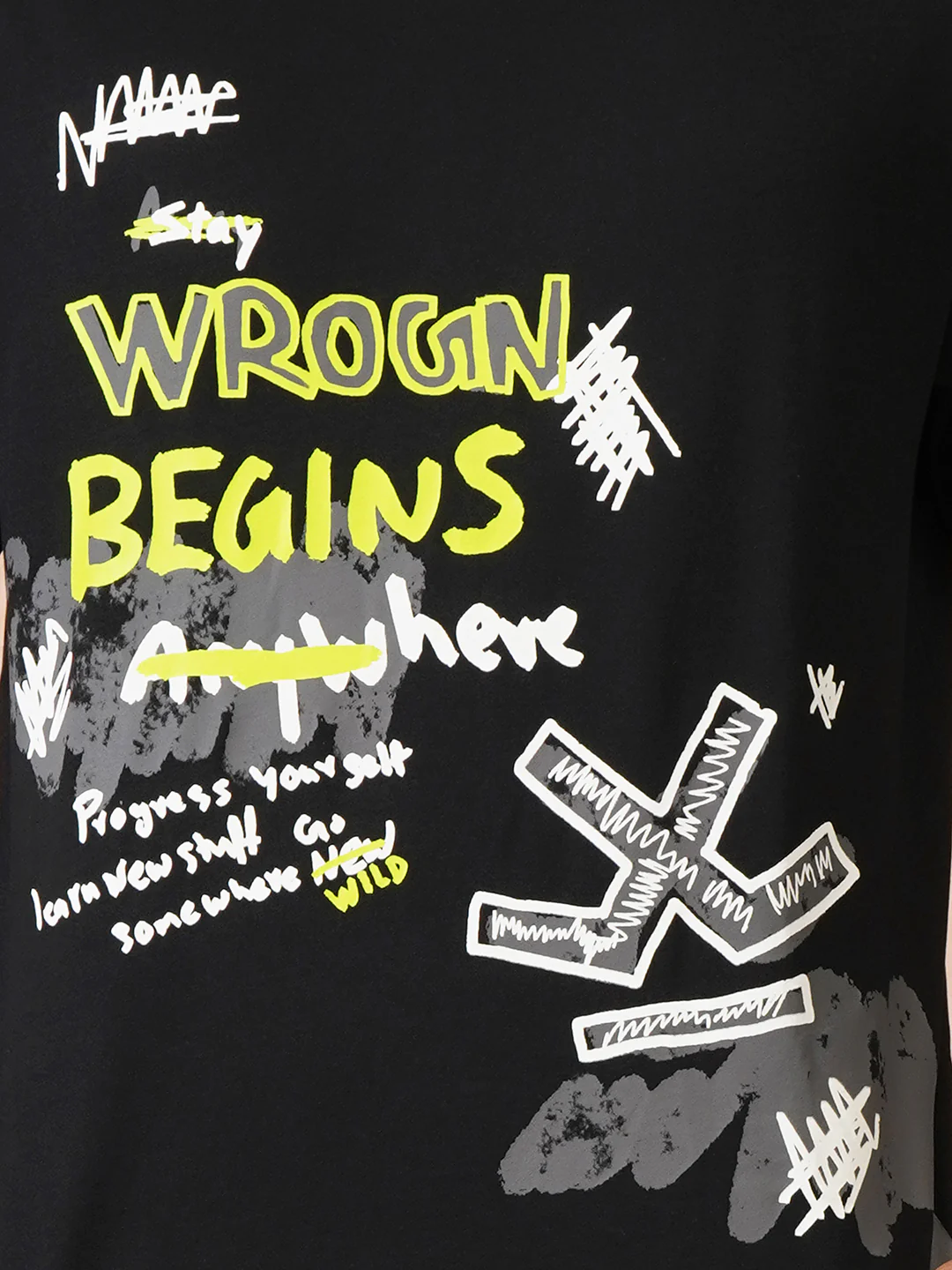 Heavy GSM Placement Printed T-Shirt | Black - Image 5