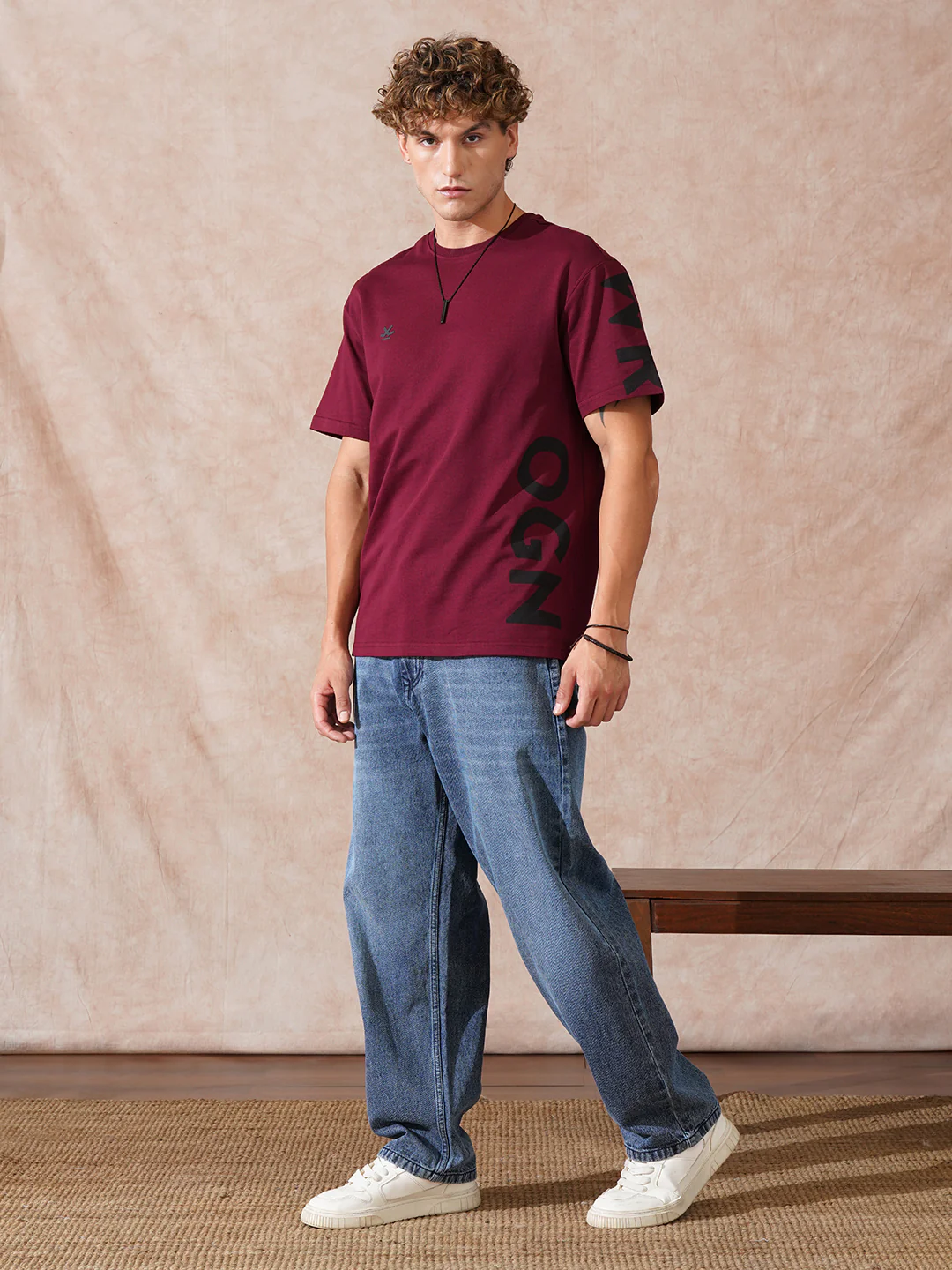 Heavy GSM Printed Oversized T-Shirt | Wine - Image 3