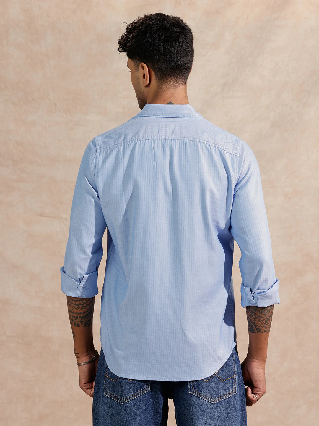 Herringbone Textured Shirt | Blue - Image 3
