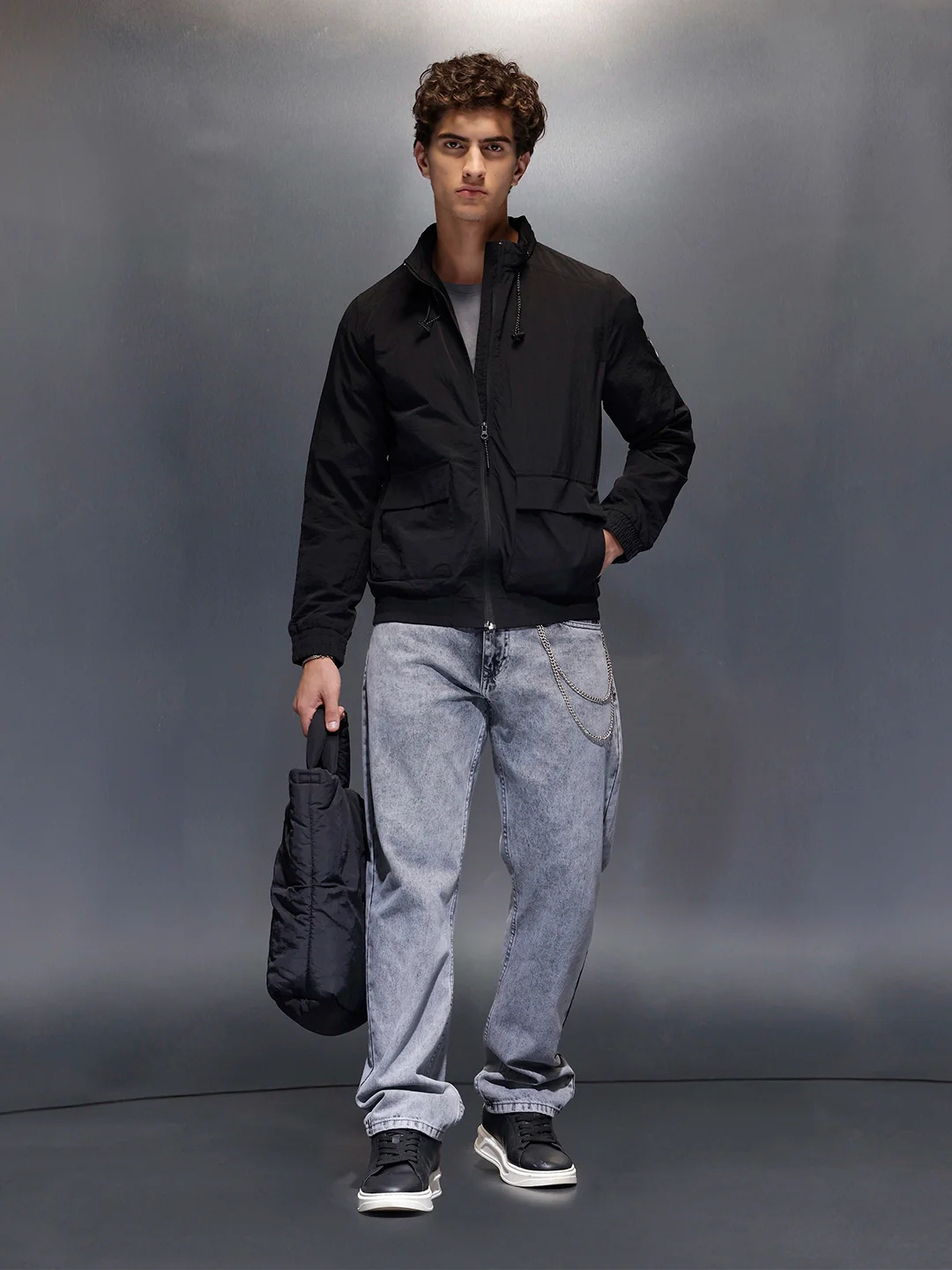 HighNeck Utility Jacket  |  Black - Image 2