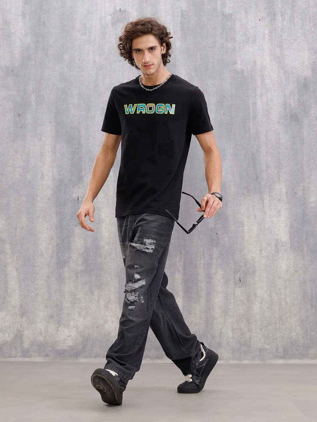 Holographic Transfer Brand Carrier Crew Neck T-Shirt  |  Black - Image 6